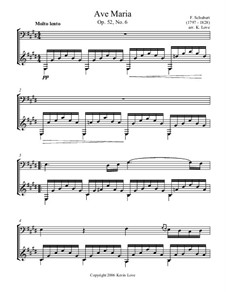 Two instruments version (with guitar): For cello and guitar (E major) by Franz Schubert
