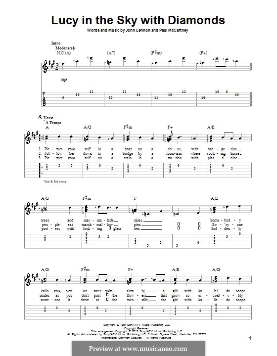 Lucy in the Sky with Diamonds (The Beatles): For guitar with tab by John Lennon, Paul McCartney