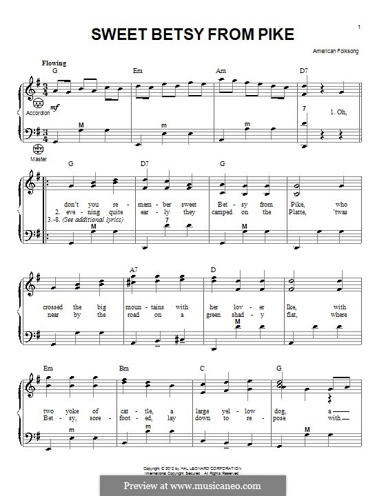 sweet betsy from pike by folklore sheet music on musicaneo ma navu sheet music