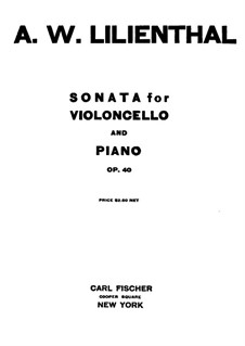 Sonata for Cello and Piano in F Sharp Minor, Op.40: Solo part by Abraham Wolf Lilienthal