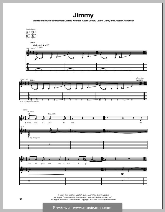 Jimmy (Tool): For guitar with tab by Adam Jones, Daniel Carey, Maynard James Keenan