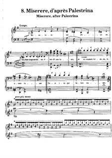 Harmonies poétiques et religieuses, S.173: No.8 Miserere, d'apres Palestrina by Franz Liszt