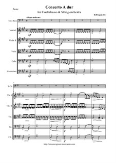 Concerto for Double Bass and Orchestra in A Major: Version for double bass and strings – score, parts by Domenico Dragonetti