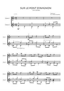 Sur Le Pont D'Avignon: For two guitars by Unknown (works before 1850)