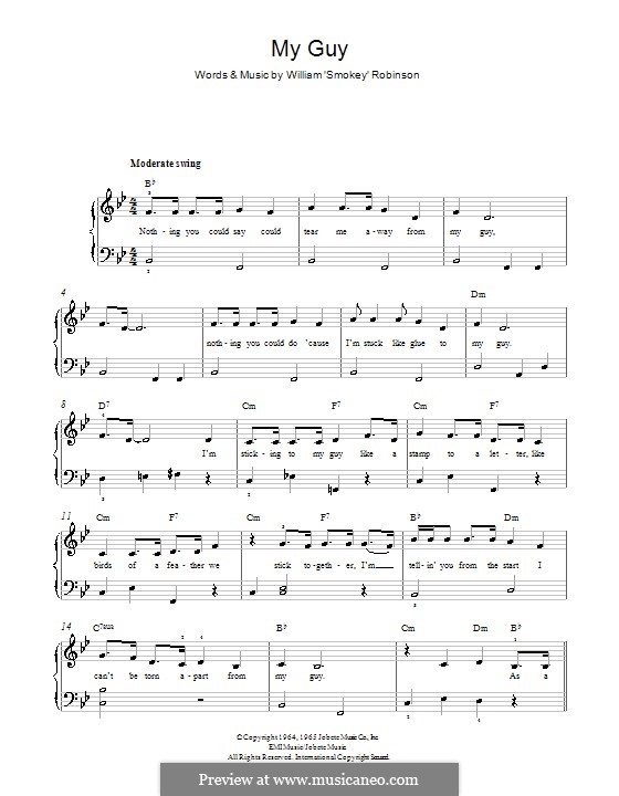 My Guy (Mary Wells): For piano by Smokey Robinson