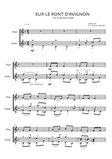 Sur Le Pont D'Avignon: For flute and guitar by Unknown (works before 1850)