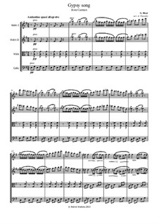 Gypsy Song: For string quartet by Georges Bizet