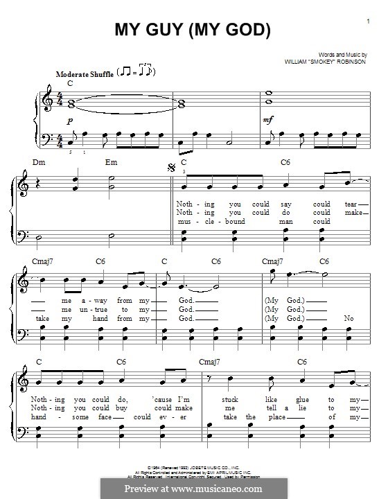 My Guy (Mary Wells): For piano by Smokey Robinson