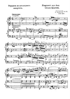 String Quartet No.16 in F Major, Op.135: Fragment, for piano by Ludwig van Beethoven