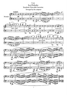 Symphonic Poem No.3 'Les préludes', for Piano Four Hands, S.591: First part, second part by Franz Liszt