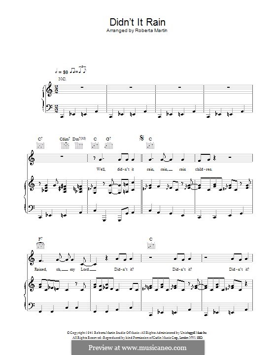Didn't It Rain: For voice and piano (or guitar) by folklore