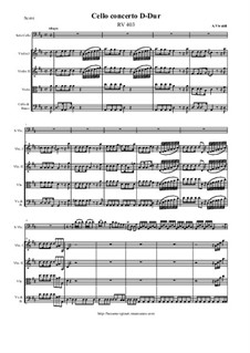 Concerto for Cello and Strings in D Major, RV 403: Full score, parts by Antonio Vivaldi