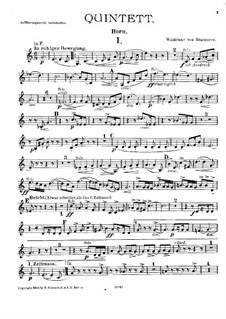 Quintet in F Major for Piano, Winds and Strings: French horn part by Waldemar von Baussnern