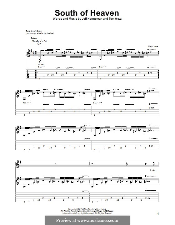 South of Heaven (Slayer): For guitar with tab by Jeffery Hanneman, Tom Araya