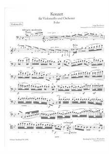 Cello Concerto in B Flat Major, G.482: Solo part by Luigi Boccherini