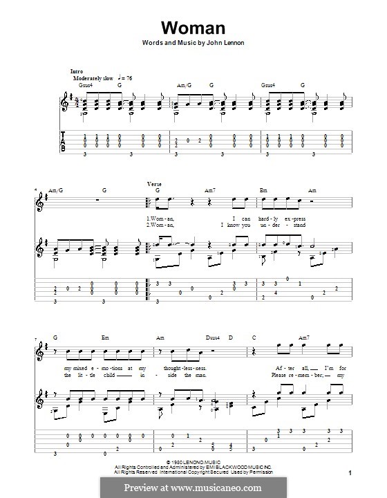 Woman by John Lennon - Piano - Digital Sheet Music