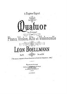 Piano Quartet in F Minor, Op.10: Full score by Léon Boëllmann