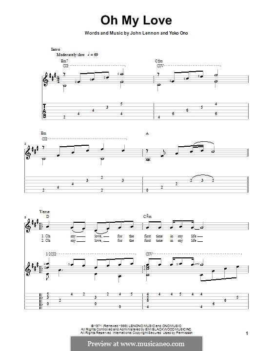 Oh My Love: For guitar with tab by John Lennon, Yoko Ono