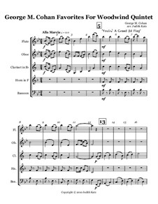 Favorites for Woodwind Quintet: Score by George Michael Cohan