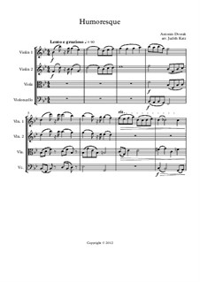 Humoresque - for string quartet: Score by Antonín Dvořák