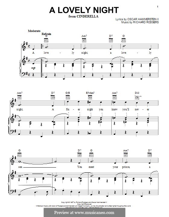 A Lovely Night (from Cinderella) by R. Rodgers sheet music on MusicaNeo