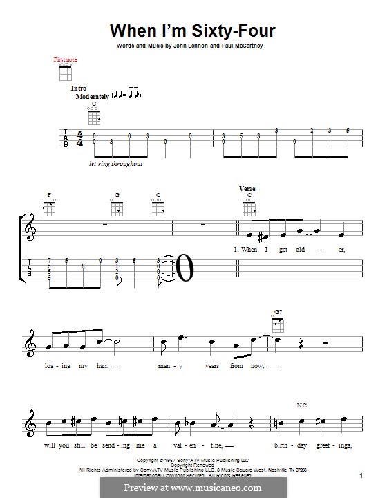 When I'm Sixty-Four (The Beatles), for One Instrument: For ukulele by John Lennon, Paul McCartney