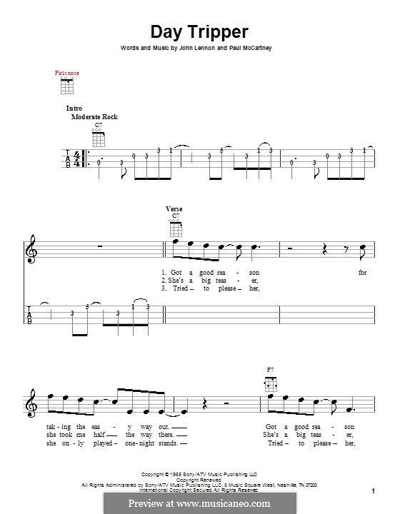 Instrumental version: For ukulele by John Lennon, Paul McCartney