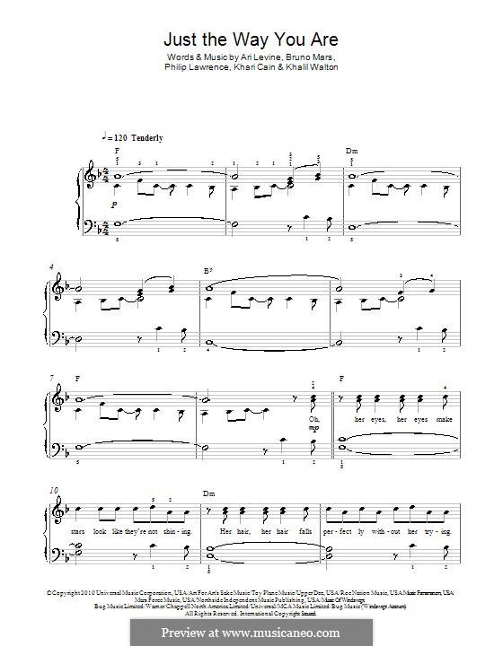 Piano version: For a single performer by Ari Levine, Khalil Walton, Khari Cain, Bruno Mars, Philip Lawrence