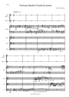 Professor Burble's Fourth Invention - for piano, strings, gong, cymbal and snare drums: Professor Burble's Fourth Invention - for piano, strings, gong, cymbal and snare drums by David W Solomons