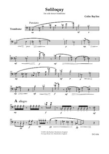 Soliloquy - for solo tenor trombone, B137: Soliloquy - for solo tenor trombone by Colin Bayliss