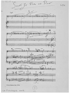 Sonata for Flute and Piano: Full score by Ernst Levy