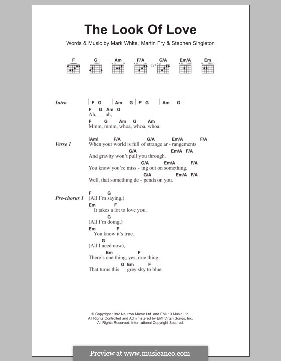 The Look of Love (ABC): Lyrics and chords by Mark White, Martin Fry, Stephen Singleton