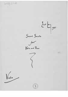 Sonata No.2 for Violin and Piano: Violin Part by Ernst Levy