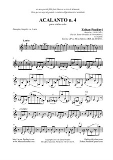 Acalanto (Berceuse): No.4 for solo violin (viola or cello) by Zoltan Paulinyi