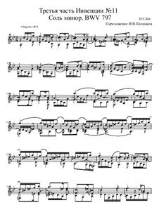 No.11 in G Minor, BWV 797: For guitar by Johann Sebastian Bach