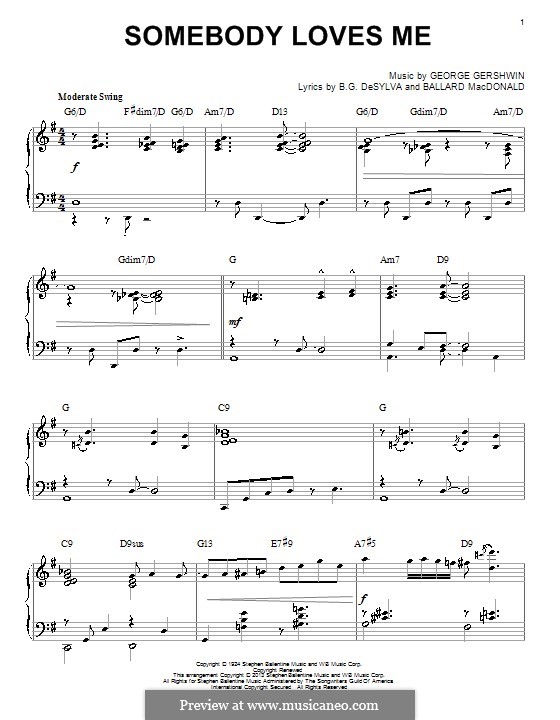 Somebody Loves Me by G. Gershwin - sheet music on MusicaNeo