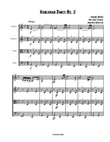 Dance No.5 in F Sharp Minor: For string quartet by Johannes Brahms