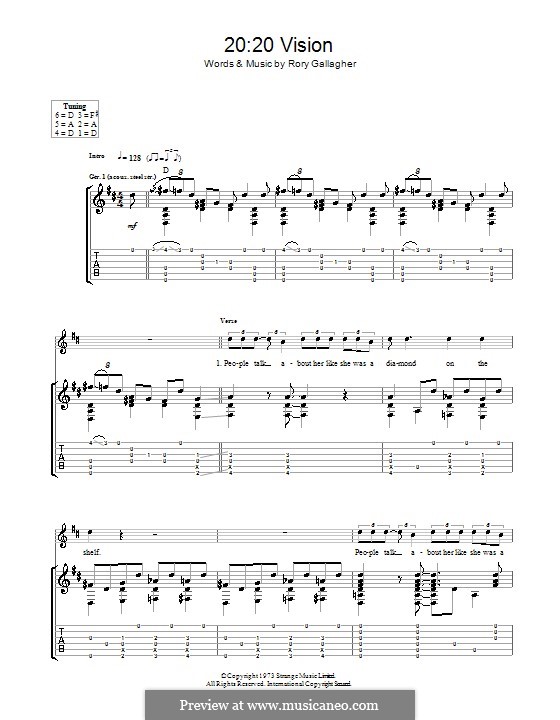 Twenty Twenty Vision: For guitar with tab by Rory Gallagher