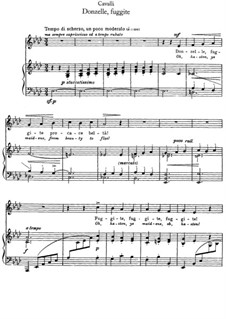 Donzelle, fuggite: For voice and piano by Pietro Francesco Cavalli