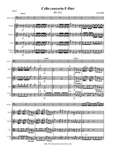 Concerto for Cello and Strings in F Major, RV 412: Score and all parts by Antonio Vivaldi