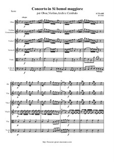 Concerto for Violin, Oboe and Strings in B Flat Major, RV 548: Score and all parts by Antonio Vivaldi