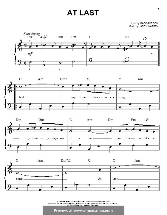 At Last Chart At Last (Etta James) by H. Warren - sheet music on MusicaNeo