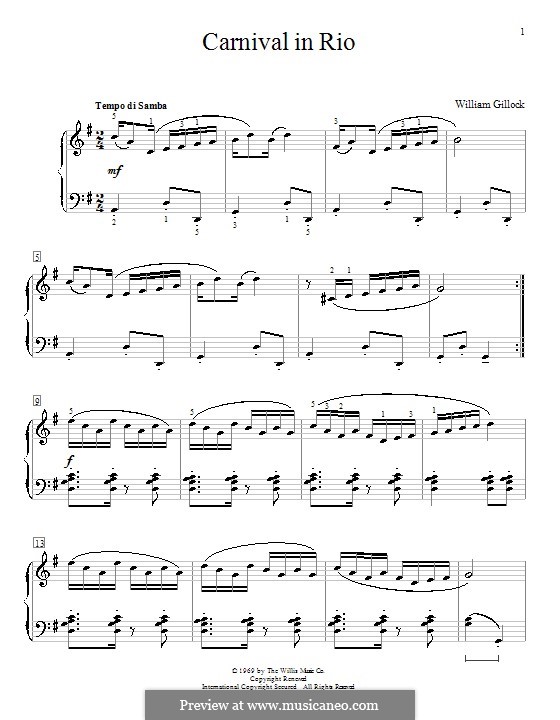 Carnival in Rio: For piano by William Gillock