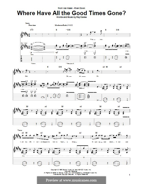 Where Have All the Good Times Gone?: For guitar with tab by Ray Davies
