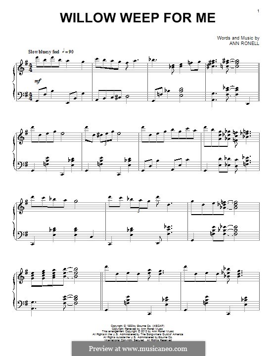 Willow Weep for Me (Chad & Jeremy): For piano by Ann Ronell