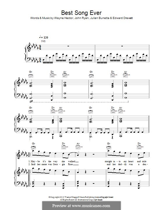Best Song Ever (One Direction): For voice and piano (or guitar) by Ed Drewett, Julian Bunetta, Wayne Anthony Hector, John Henry Ryan