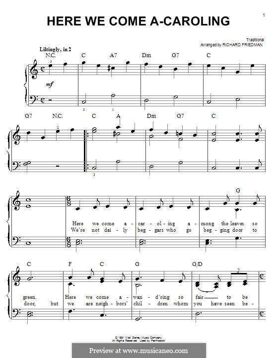 Here We Come A Caroling By Folklore Sheet Music On Musicaneo
