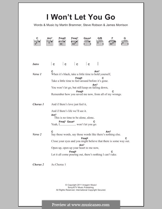 I Won't Let You Go: Lyrics and chords by James Morrison, Martin Brammer, Steve Robson