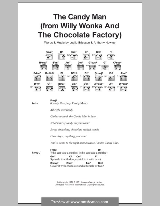 The Candy Man (from Willy Wonka and The Chocolate Factory): Lyrics and chords by Anthony Newley