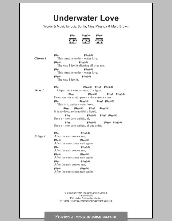 Underwater Love (Smoke City): Lyrics and chords by Luiz Bonfa, Marc Brown, Nina Miranda
